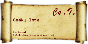 Csáky Imre névjegykártya